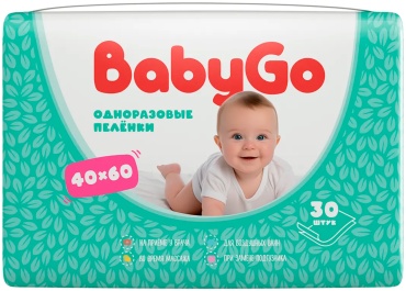 Пеленка одноразовая Baby Go 14480111130-01, 30 шт, 40x60 см