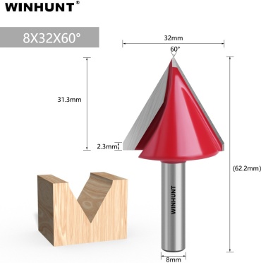 WINHUNT фреза пазовая, угловая 32 мм, 1 шт. арт WH\0832-60
