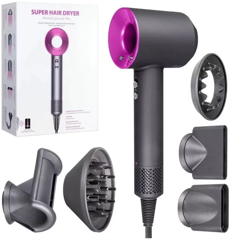 Super hair dryer Air touch фен серый, розовый