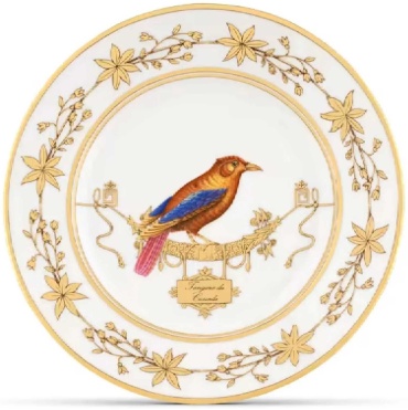 Обеденная тарелка Ginori 1735 Volière 26.5 см, 1 шт, фарфор