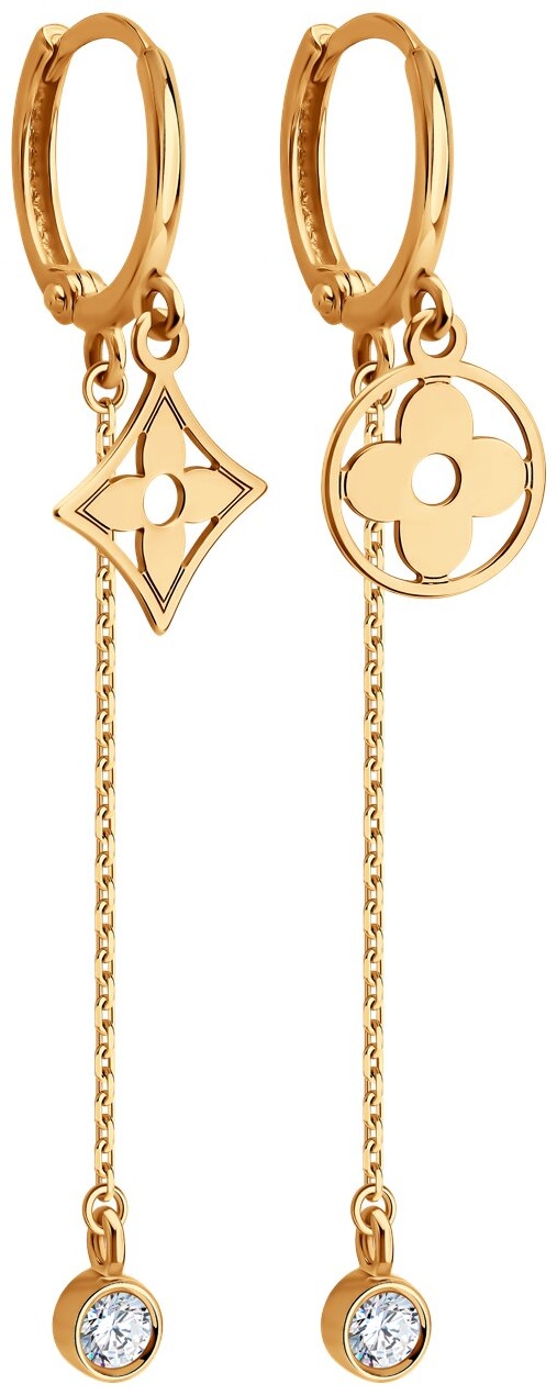 Серьги-цепочки SOKOLOV 0200640 вес 1.48 г золото, фианит