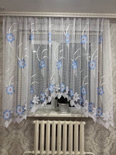 Тюль ADINA 300x180 см 1 шт, сетка, лен, голубой, синий, белый