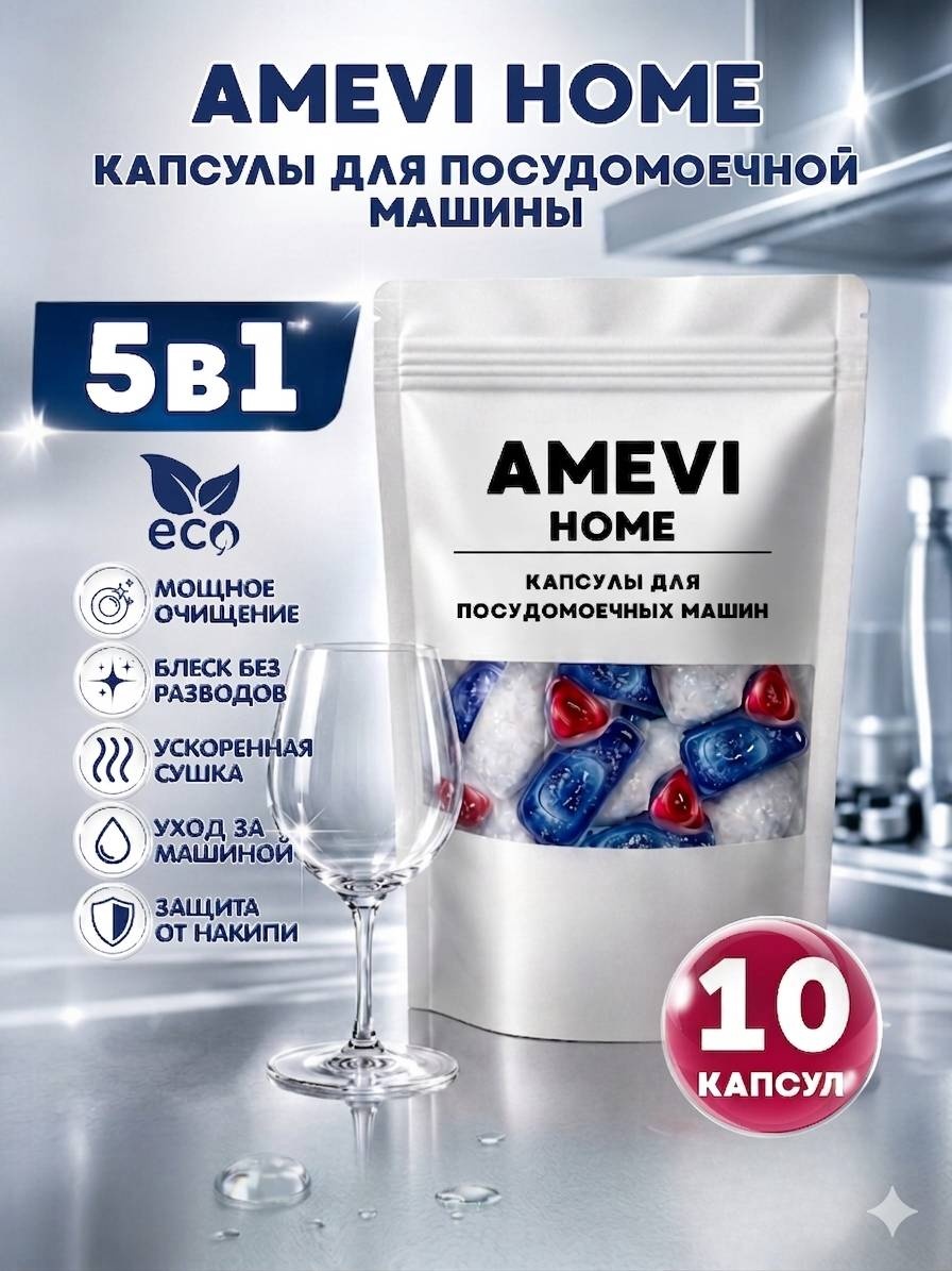 Капсулы Amevi Home для посудомоечной машины 10 шт