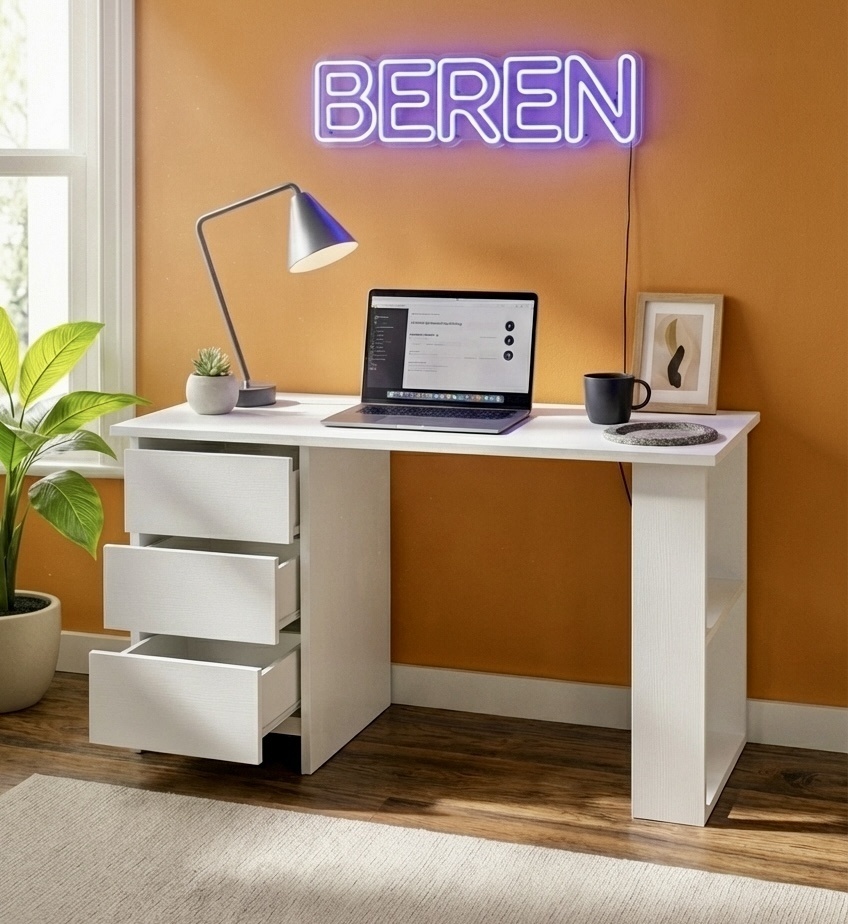 Стол письменный BEREN Modul 01, 100х45x75 см, белый