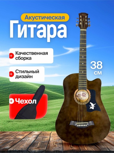 Гитара акустика 38 см + чехол зеленый