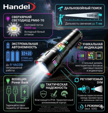 Фонарь 30413115_248856029 ручной черный