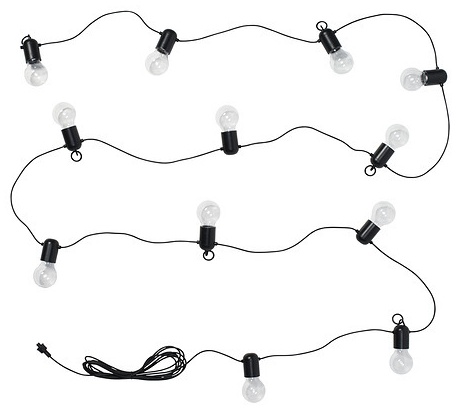 IKEA декоративный светильник подвесной SVARTRÅ-12LED-9m, теплый белый