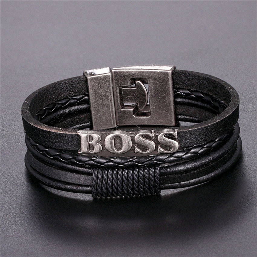 BRACELETMAN.KZ длина 19.5 см натуральная кожа, металл, натуральная кожа