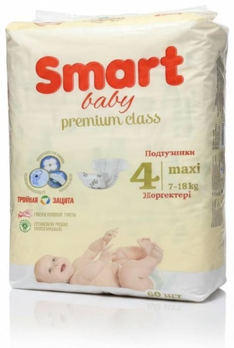 Подгузники Smart Baby Premium 4, 60 шт