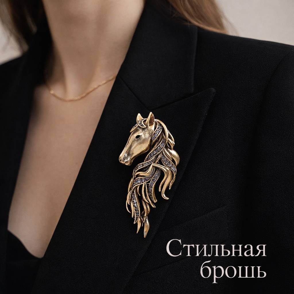 Брошь бижутерный сплав, латунь, кристаллы