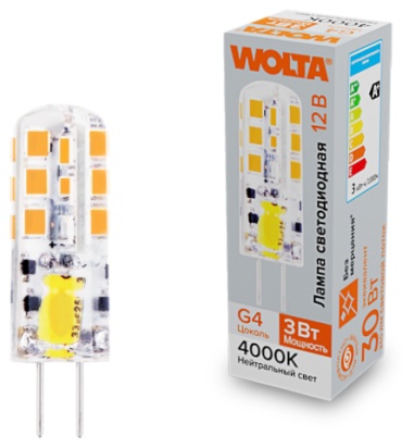 Wolta 3W G4, светодиодная, естественный белый