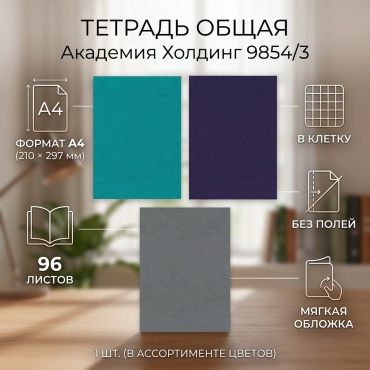 Общая тетрадь Академия Холдинг 9854/3, 96 л, А4, клетка, мягкая обложка, 1 шт