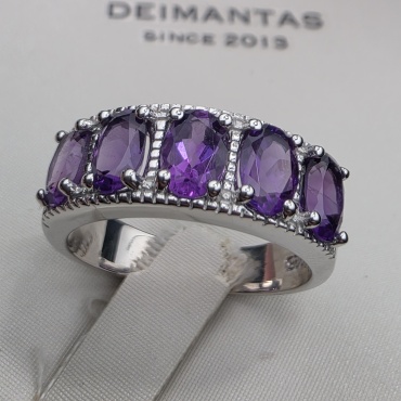 Кольцо Deimantas 132848637 размер 18 вес 4.82 г серебро, аметист