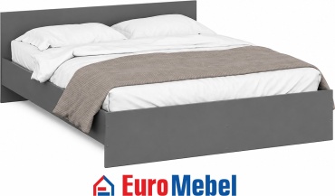 Кровать Euromebel Кровать Денвер, 00075760 двуспальная, 160x200 см (без матраса, без подъёмного механизма) графит