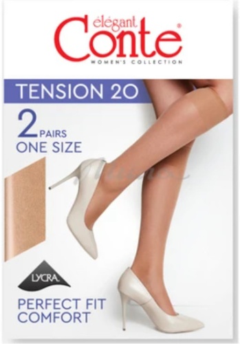 Гольфы Conte Tension 20den бежевый, телесный One size