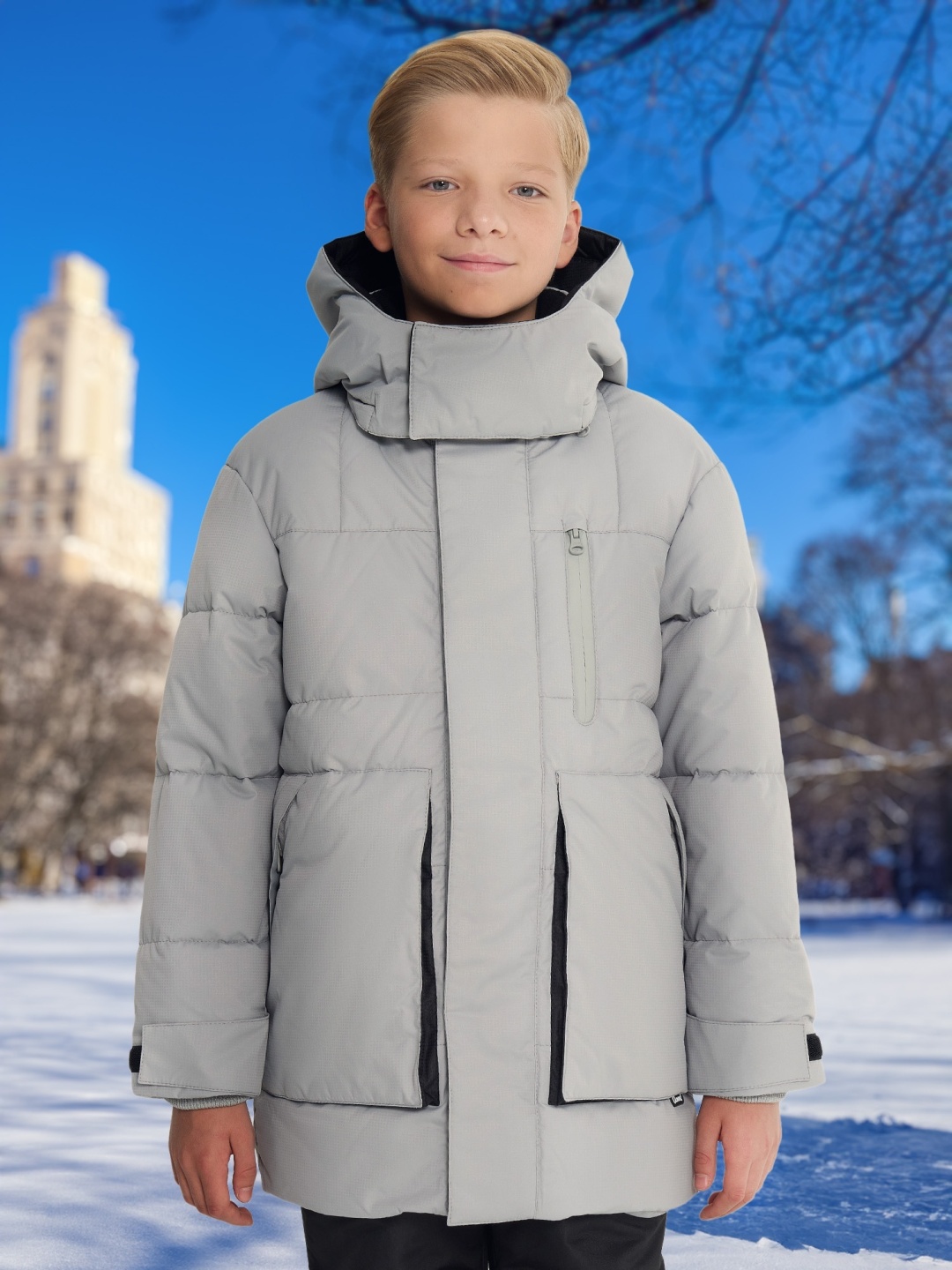 Пуховик OLDOS Boy down jackets*Characters} серый