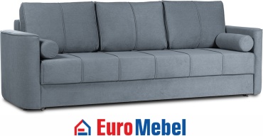 Диван Euromebel Тога 3, 234х98 см, обивка велюр, темно-серый