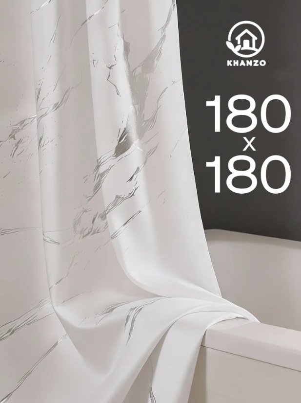 Штора для ванной KHANZO 652546 180x180 белый, серебристый, полиэстер