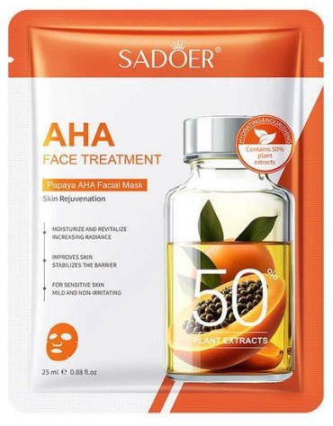 Маска для лица SADOER тканевая Papaya Fruit Acid Facial Mask - Маска для лица с кислотами из плодов папай 1 шт