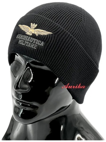 Шапка-бини AERONAUTICA MILITARE размер 36, черный