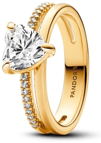 PANDORA «Сердце двойное» 163100C01-48 размер 15.3 вес 2.9 г сплав покрытый золотом 14К, цирконий