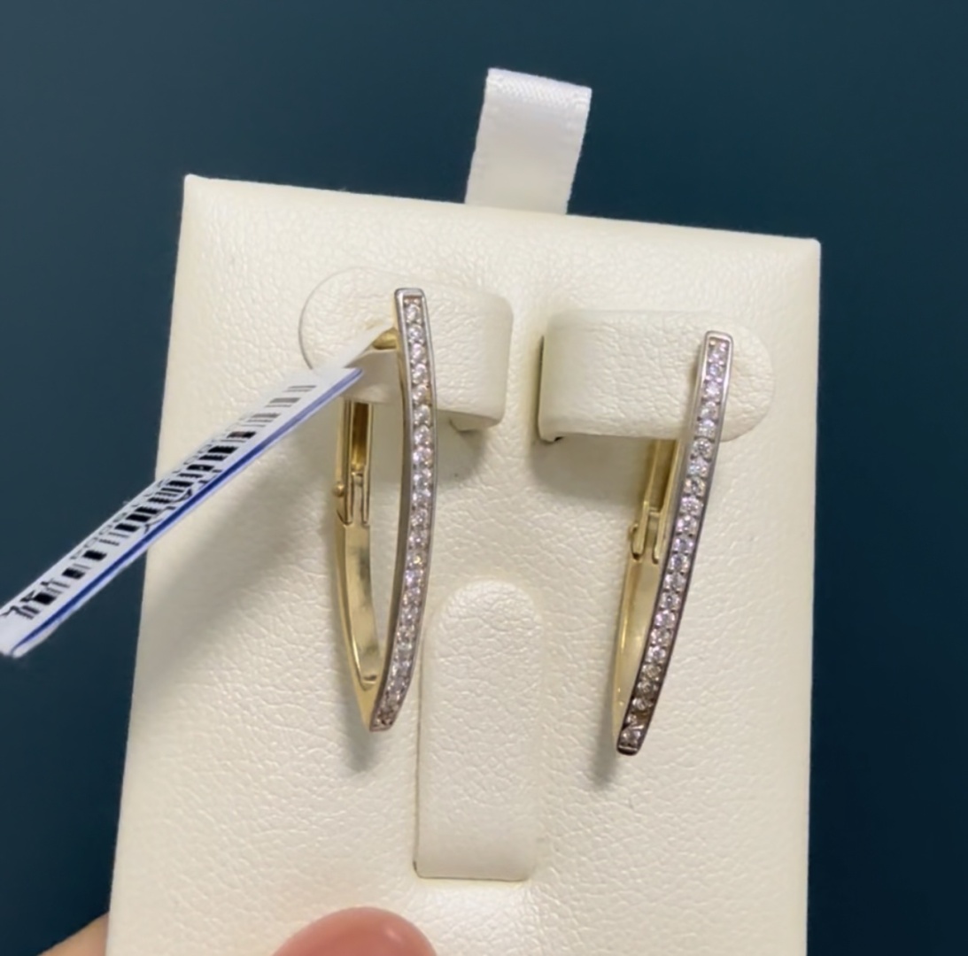 Серьги 585 ЗОЛОТОЙ 24566Zere вес 2.15 г золото, фианит