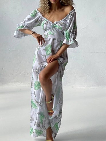 Повседневное платье WoW Fashion белый, зеленый