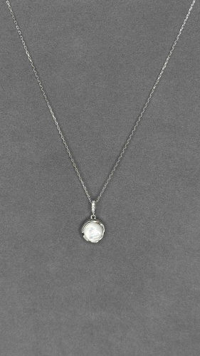 Колье Sterling Silver 5895 длина 45 см вес 6 г серебро, фианит, перламутр