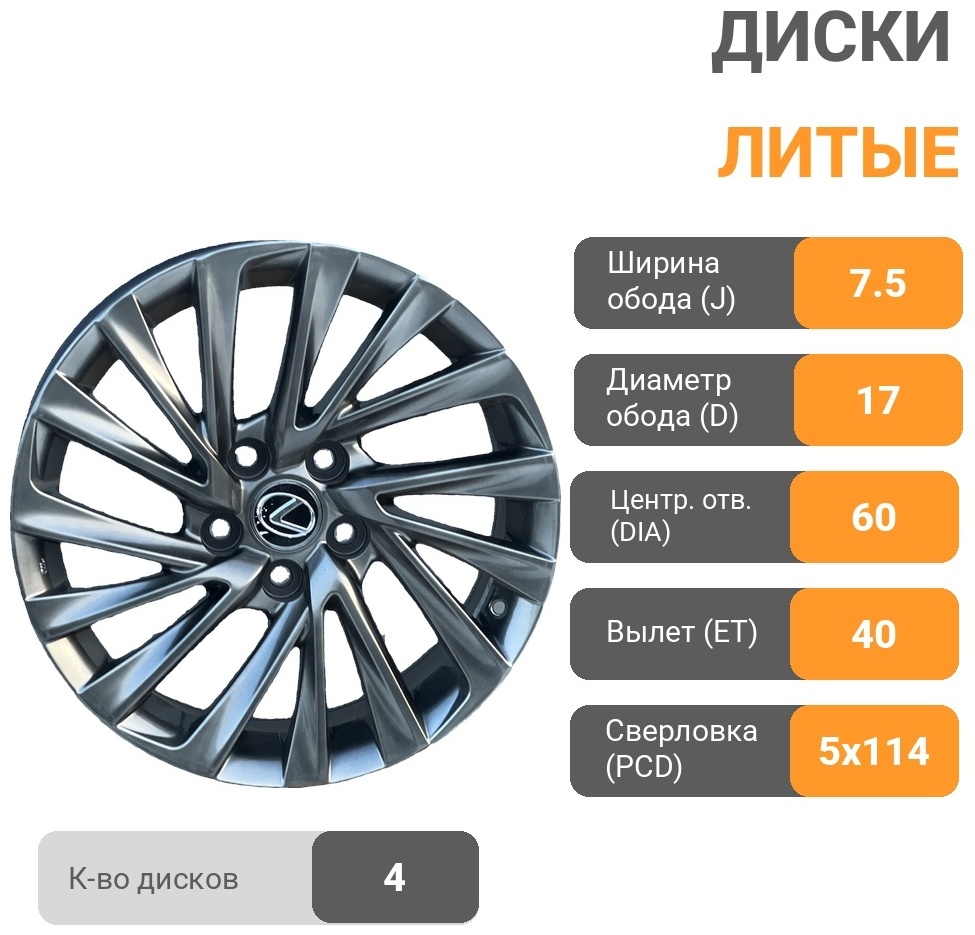 RNO 5716 7.5x17/5x114.3 D60.1 ET40 графит