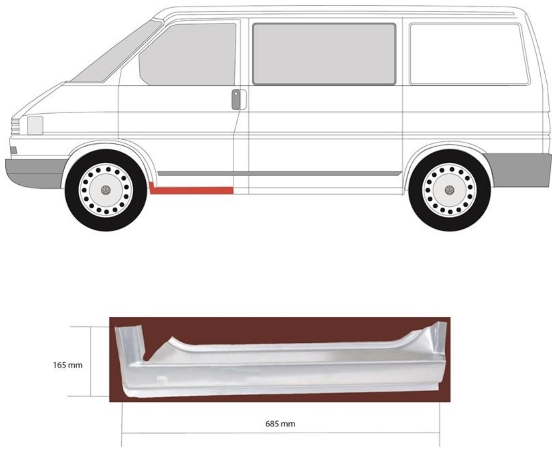 Polcar P41702 1 кузовной порог Volkswagen Transporter/Multivan 1990-2003