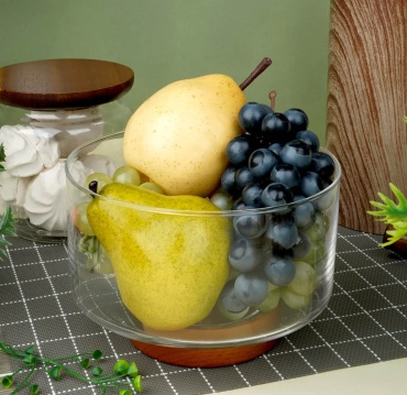 Салатник O'Kitchen 17х17 см, дерево, боросиликатное стекло, 1 шт