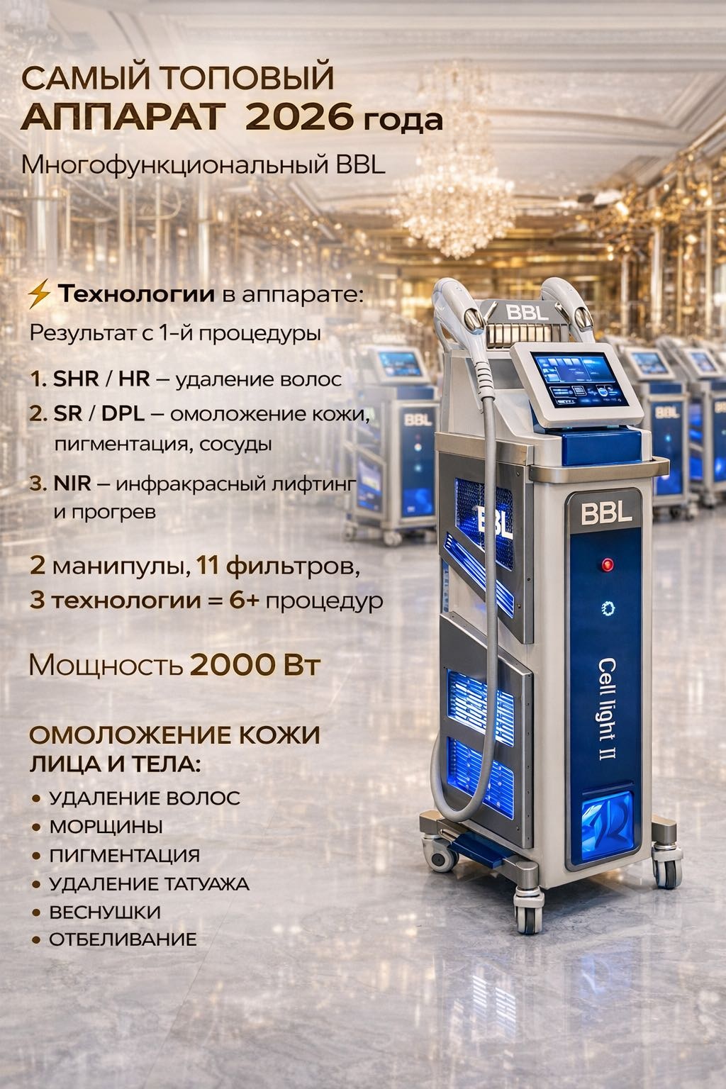 Аппарат AYA LASER BBL AYALASER черный, белый, синий