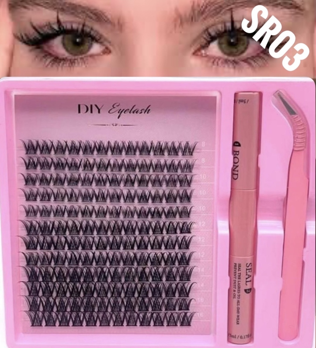 Diy Eyelashes пучковые C, D 0.03 мм черный 10 мм, 16 мм