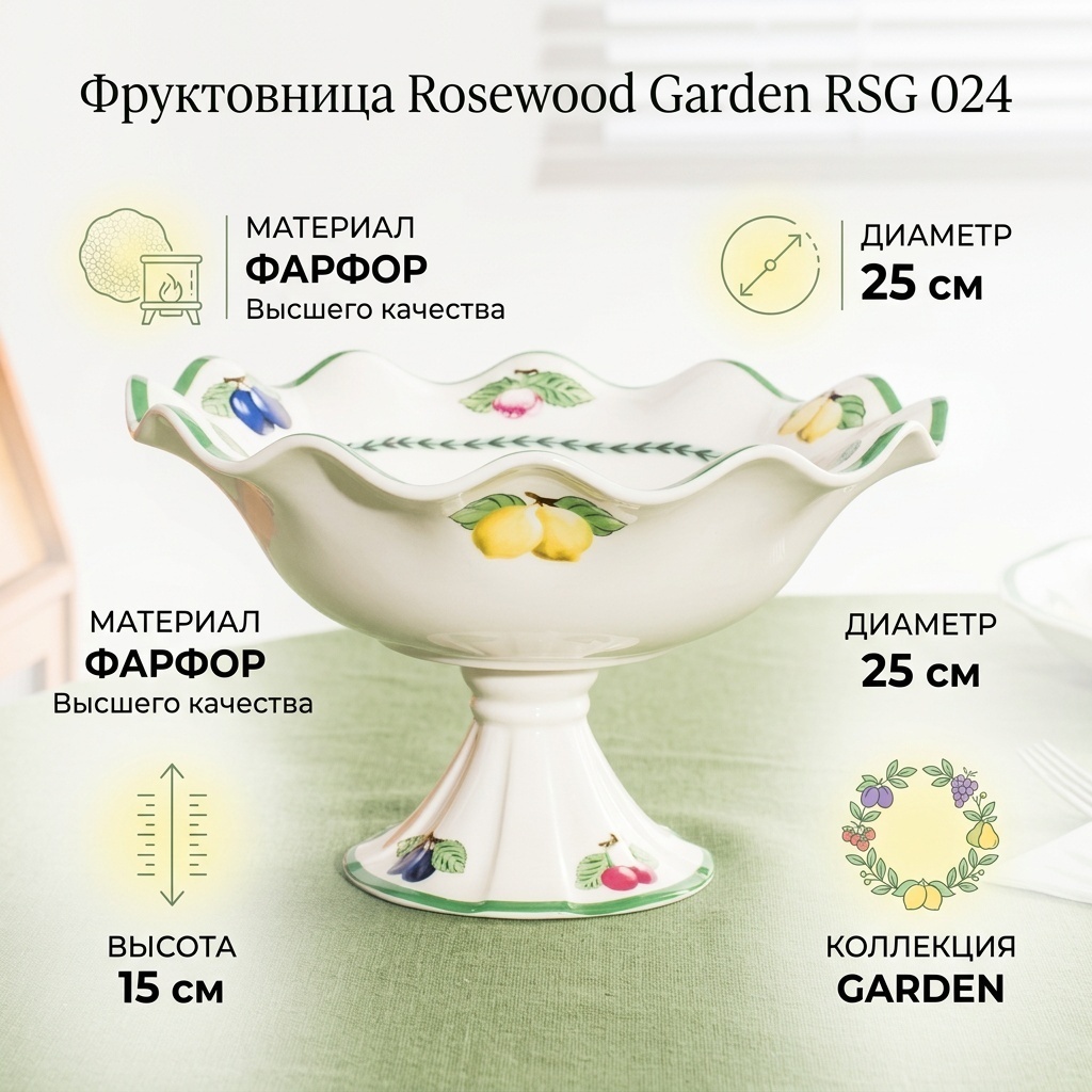 Rosewood фруктовница Garden RSG 024 круглая 1 шт