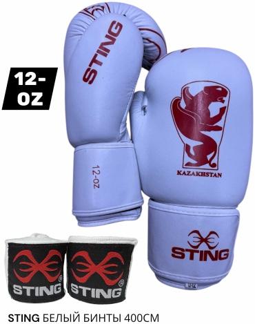 Боксерские перчатки STING 12 oz белый, красный