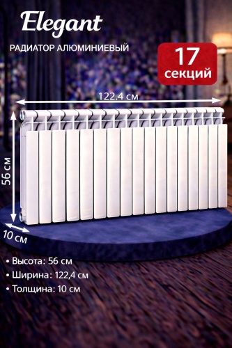 Elegant секционный 1010 алюминиевый 122.4х560 мм