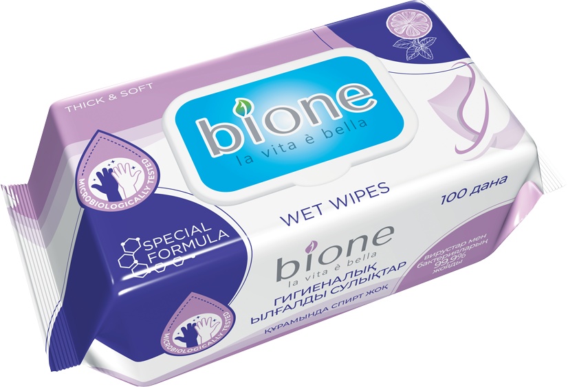 Влажные салфетки Bione Bione Влажные Салфетки Антибактериальные с крышкой 100шт 100 шт