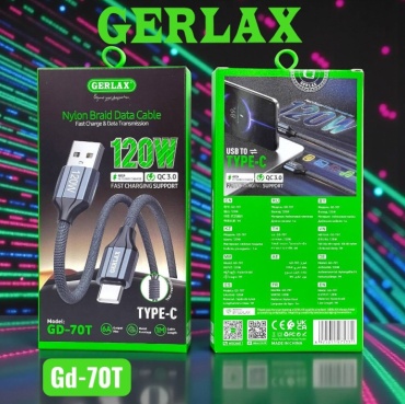 Кабель GERLAX USB 2.0 (F), USB TypeC (F), 1 м, GD-70T синий