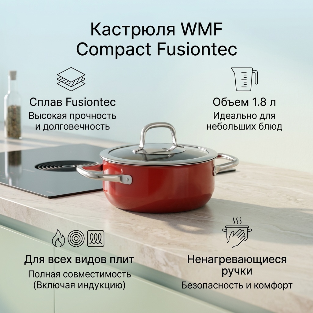 Кастрюля 1.8 л, WMF 515715290 сталь
