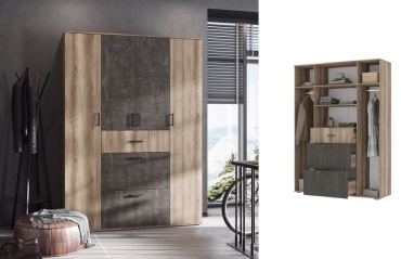 Распашной шкаф DOMA SO-LOFT, 160x220х50 см, серый, коричневый