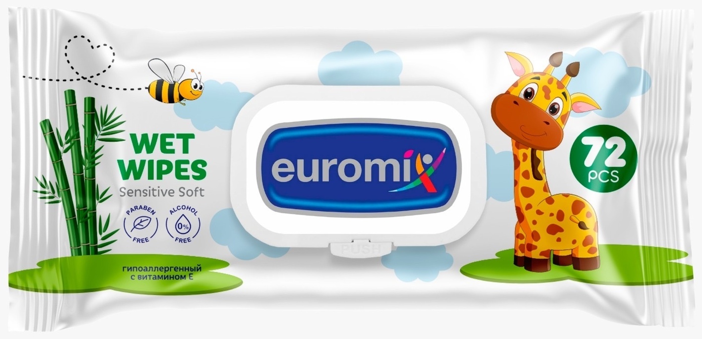 Влажные салфетки Euromix Kids Series 72 шт