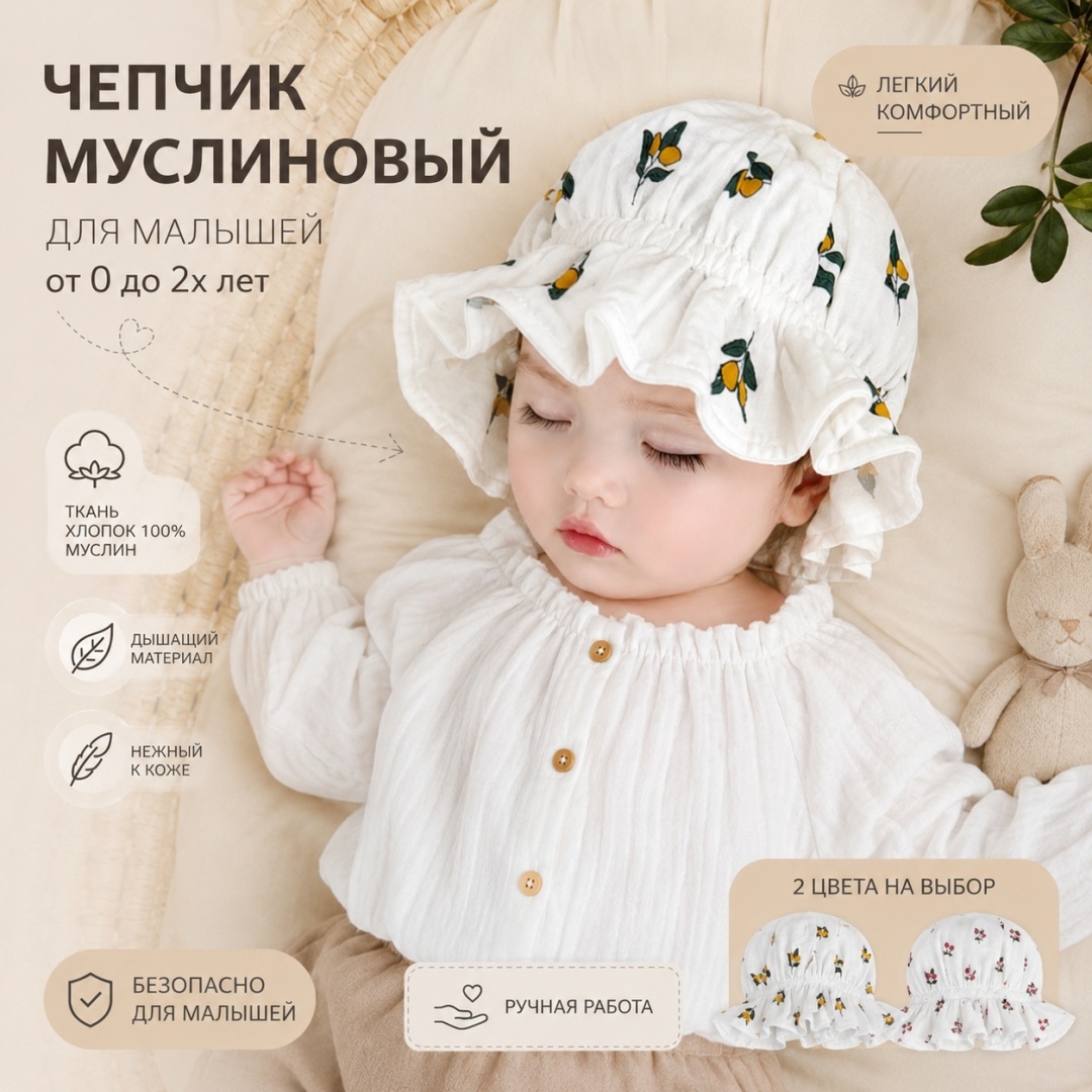 Панама чепчик бежевый универсальный