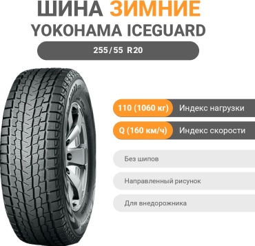 Yokohama IceGuardSUVG075 255/55 R20 110 Q без шипов