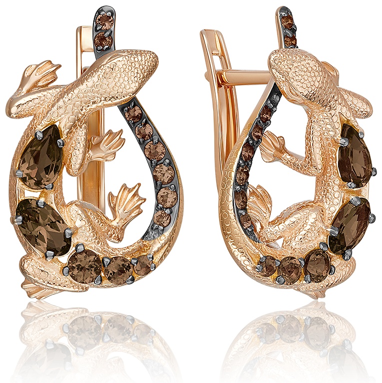 Серьги PLATINA 02-5287-00-202-1110 вес 4.98 г золото, кварц