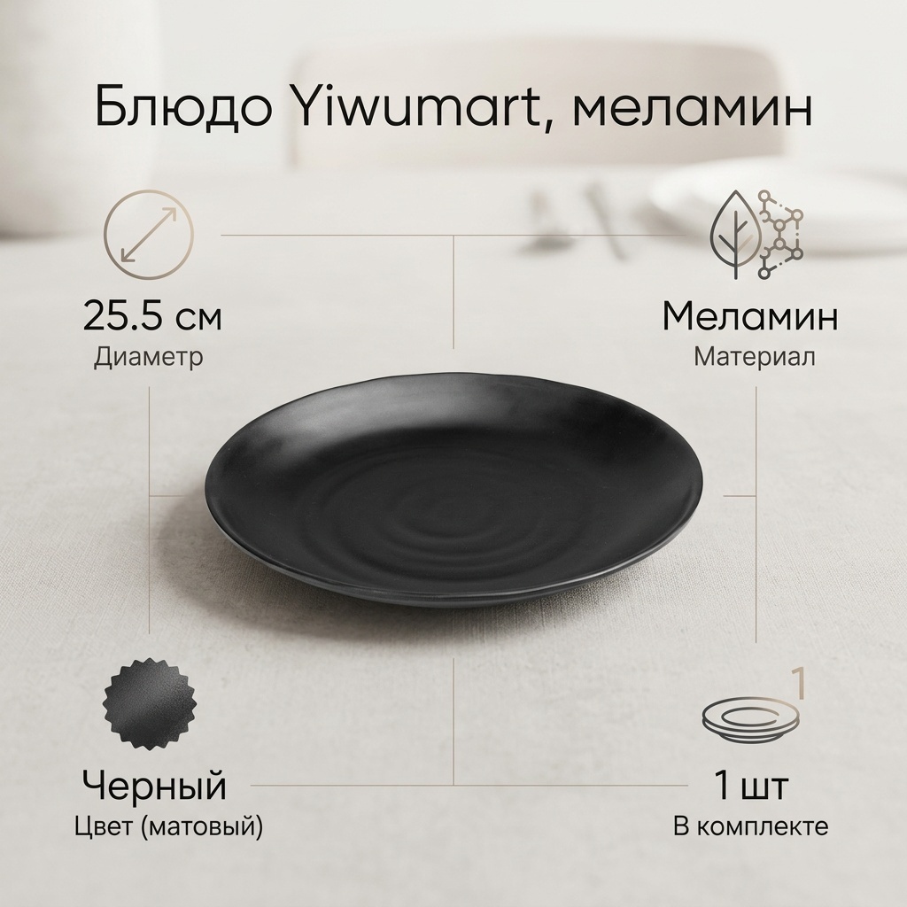 Блюдо Yiwumart 25.5х25.5 см, меламин, 1 шт