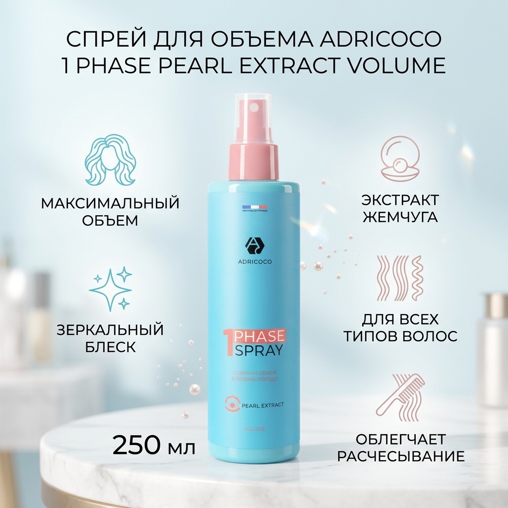ADRICOCO 1 Phase Pearl Extract Volume спрей 250 мл