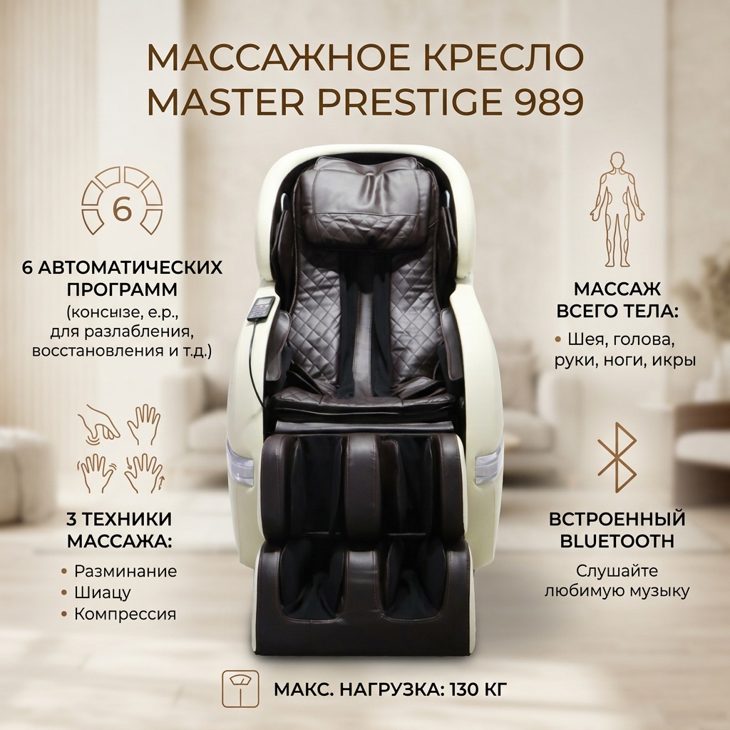 Массажное кресло IVICITY.KZ Prestige 989 до 130 кг 6 программ