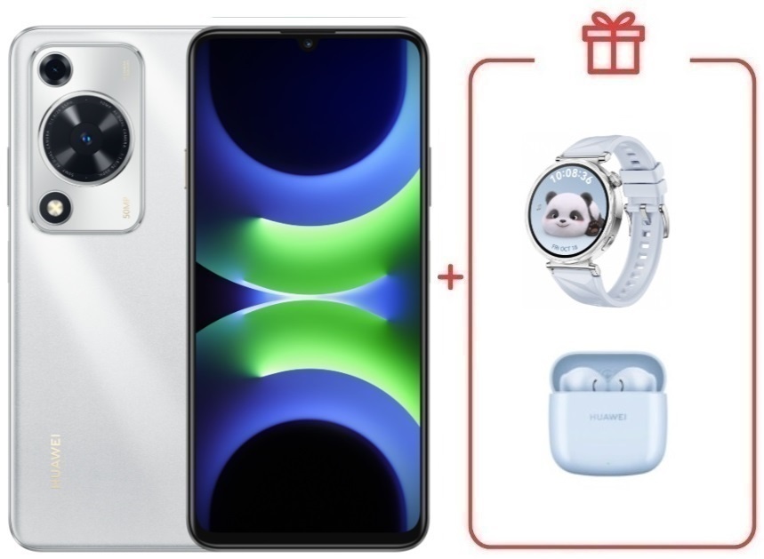 Смартфон Huawei Y63 4 ГБ/128 ГБ серебристый + подарок