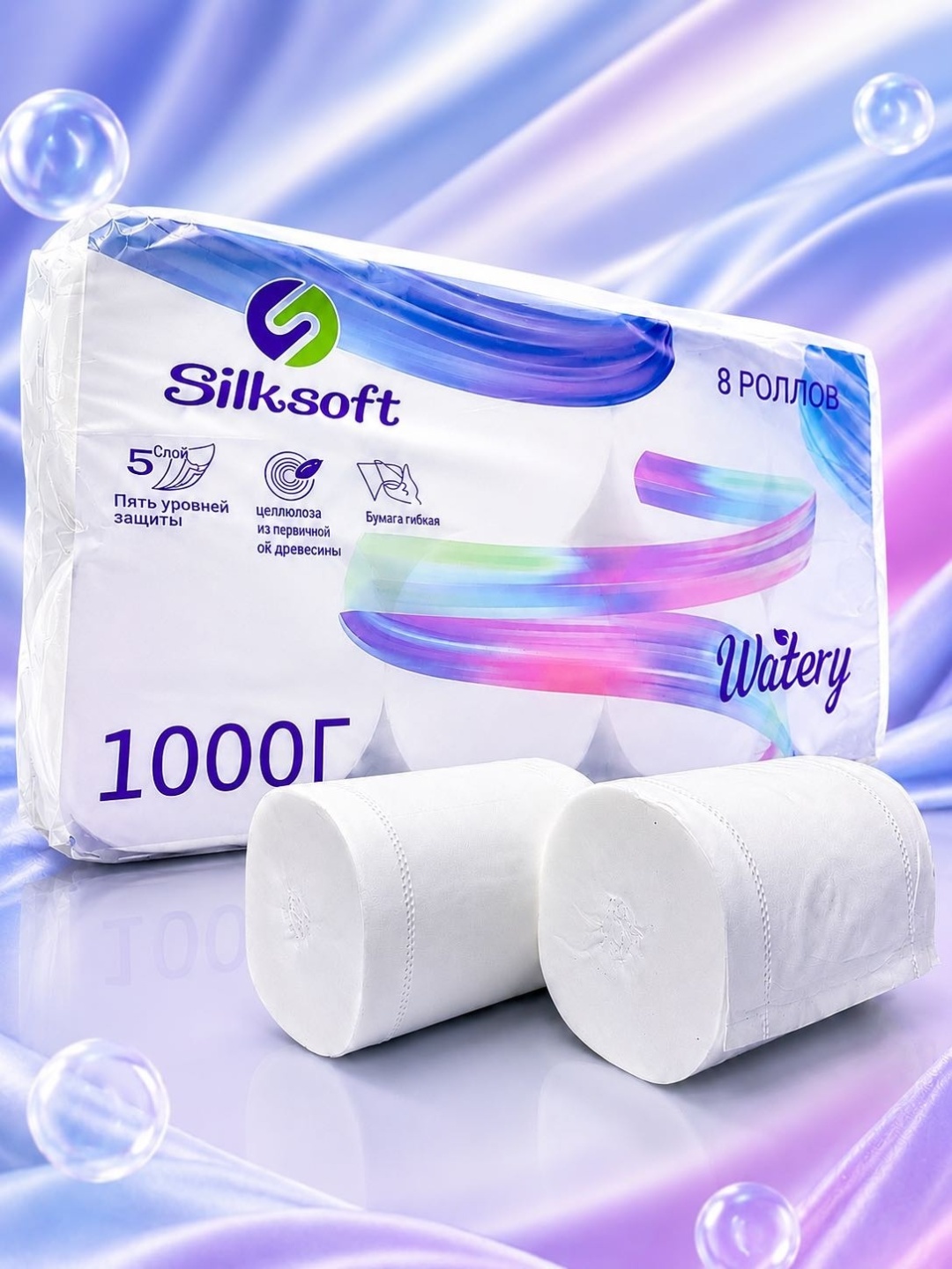 Silksoft туалетная бумага 5-слойный 8 шт, первичная целлюлоза