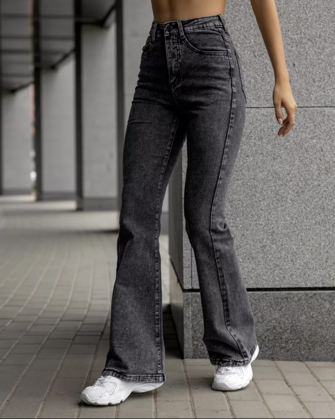 Джинсы клеш Denim серый